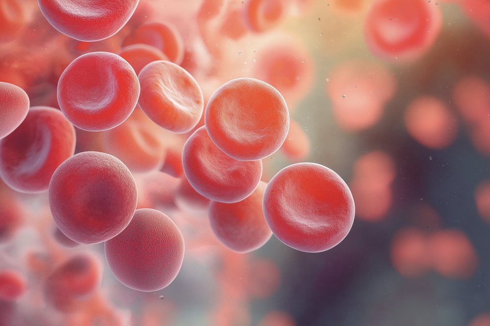 Red blood cells flowing