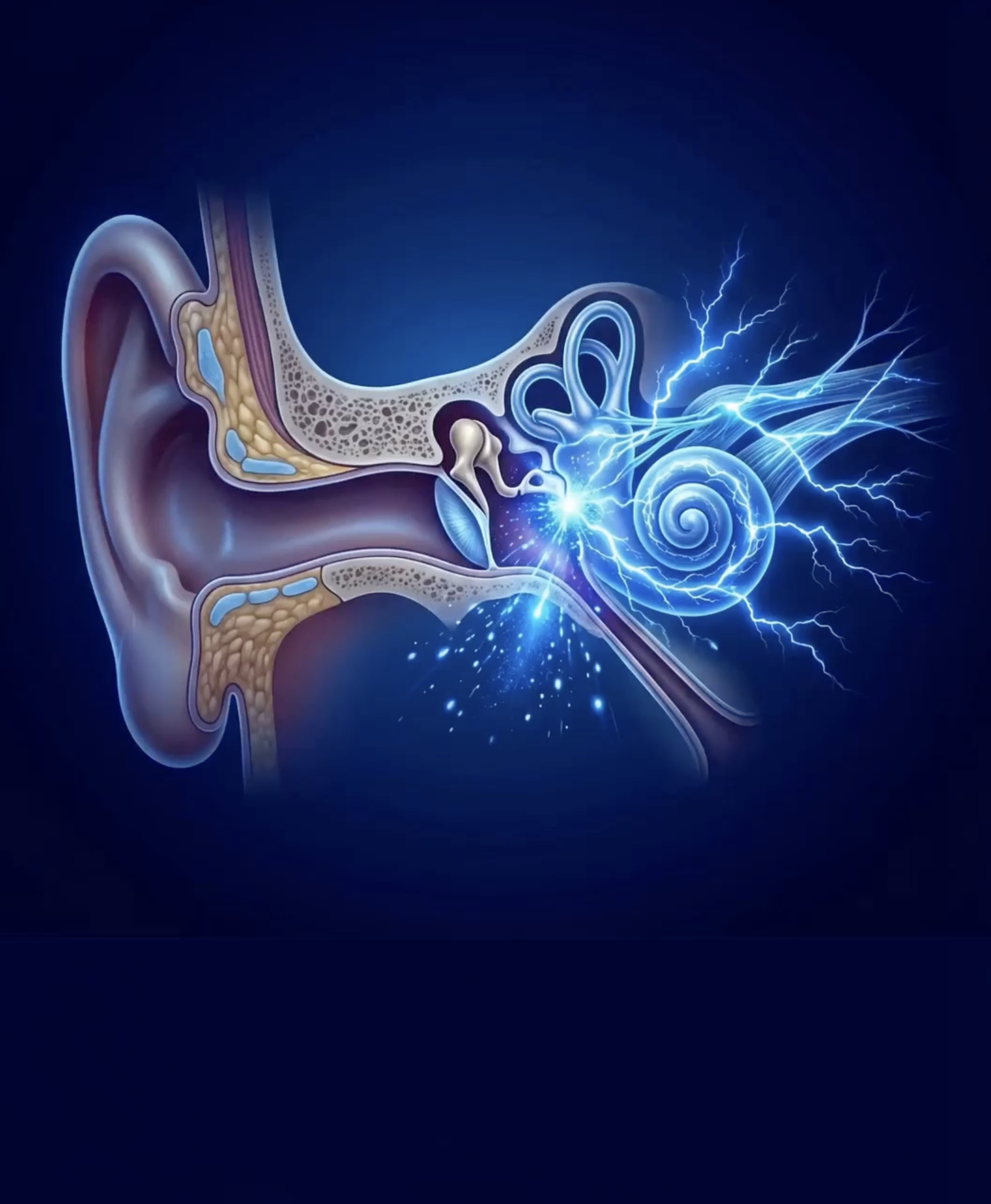 Illustration of the inner ear with cochlear energy